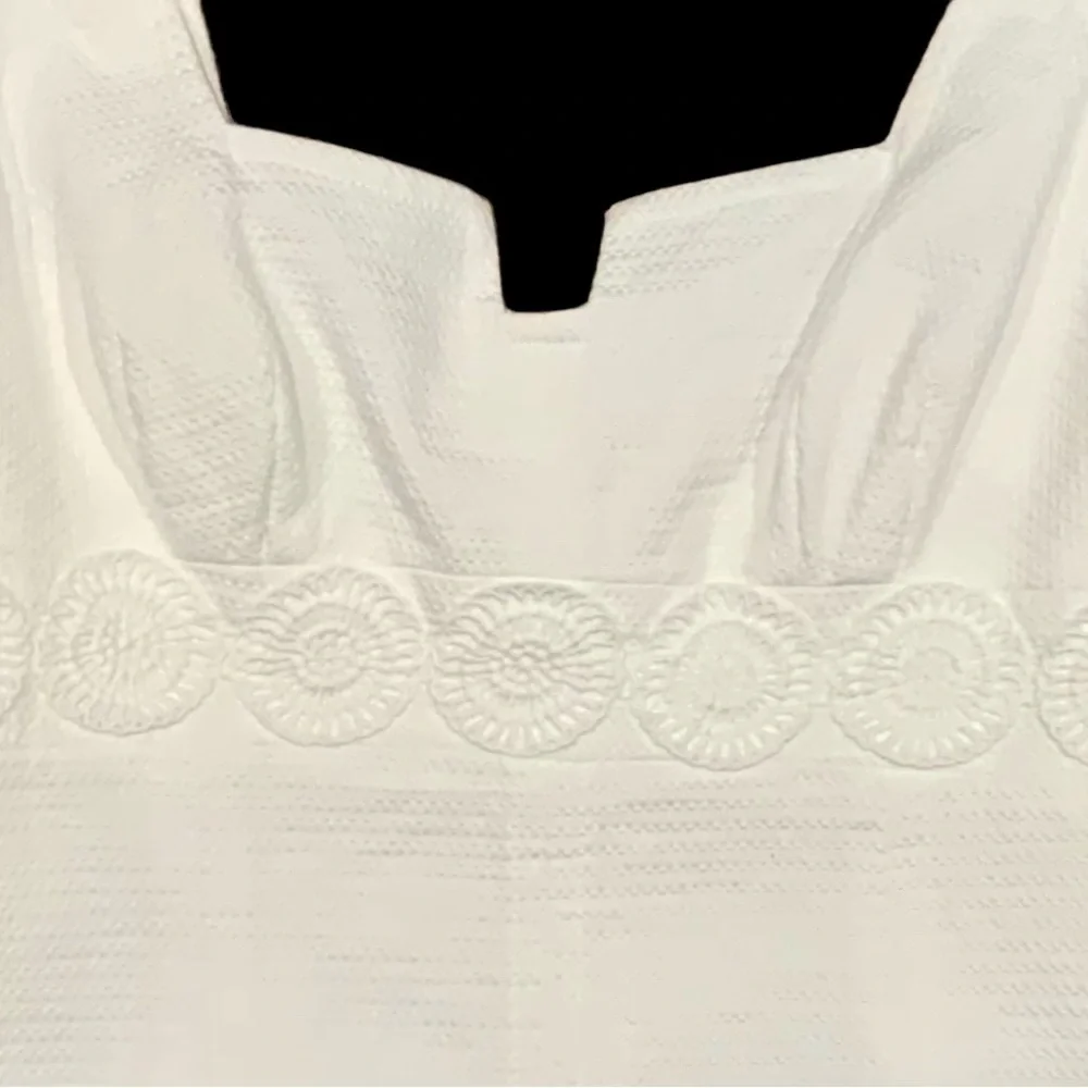 Trina Turk White Sleeveless Wide Strap Fitted Dress, textured, white, size 2 - Picture 3 of 7